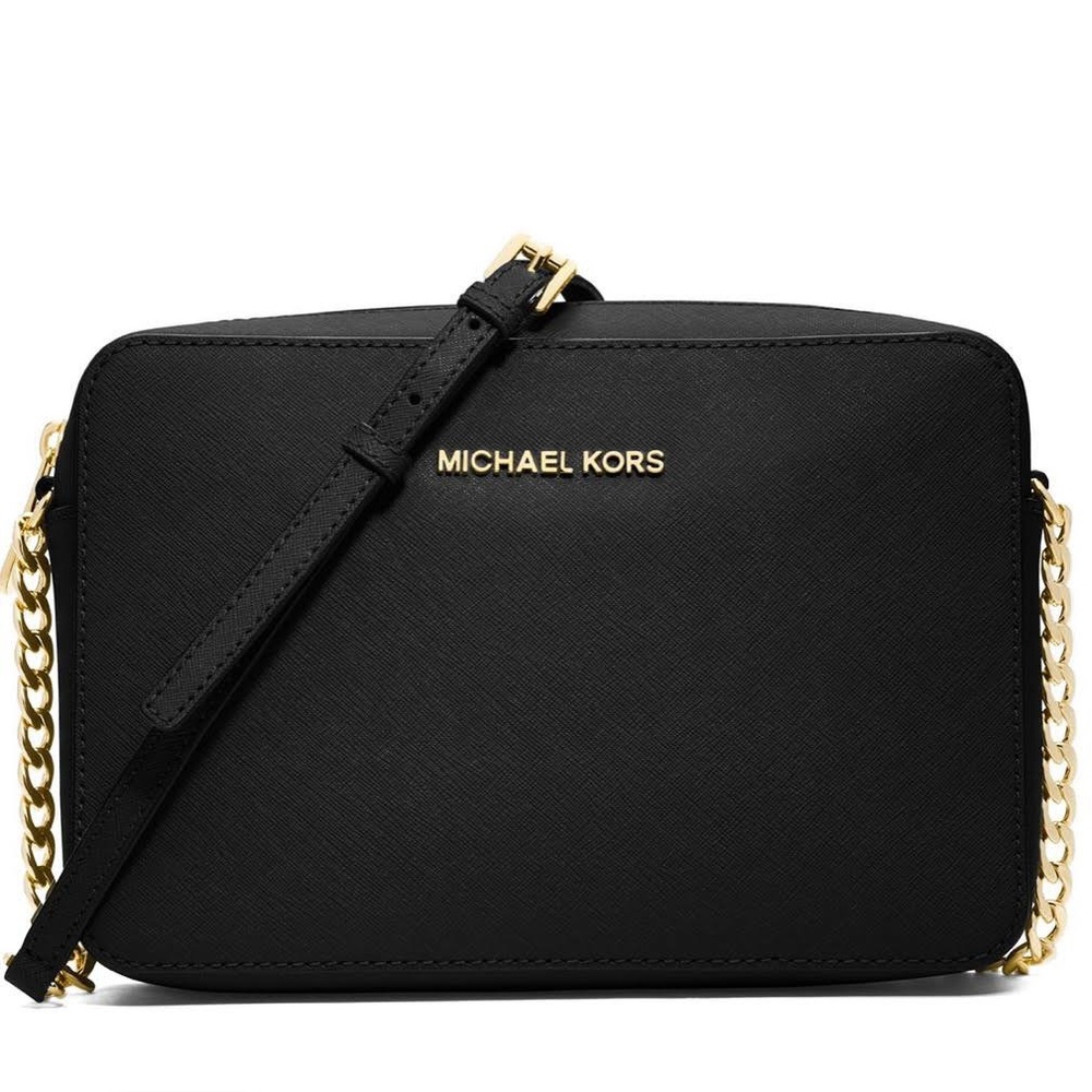Leather Crossbody Michael Kors Jet Set Item Black